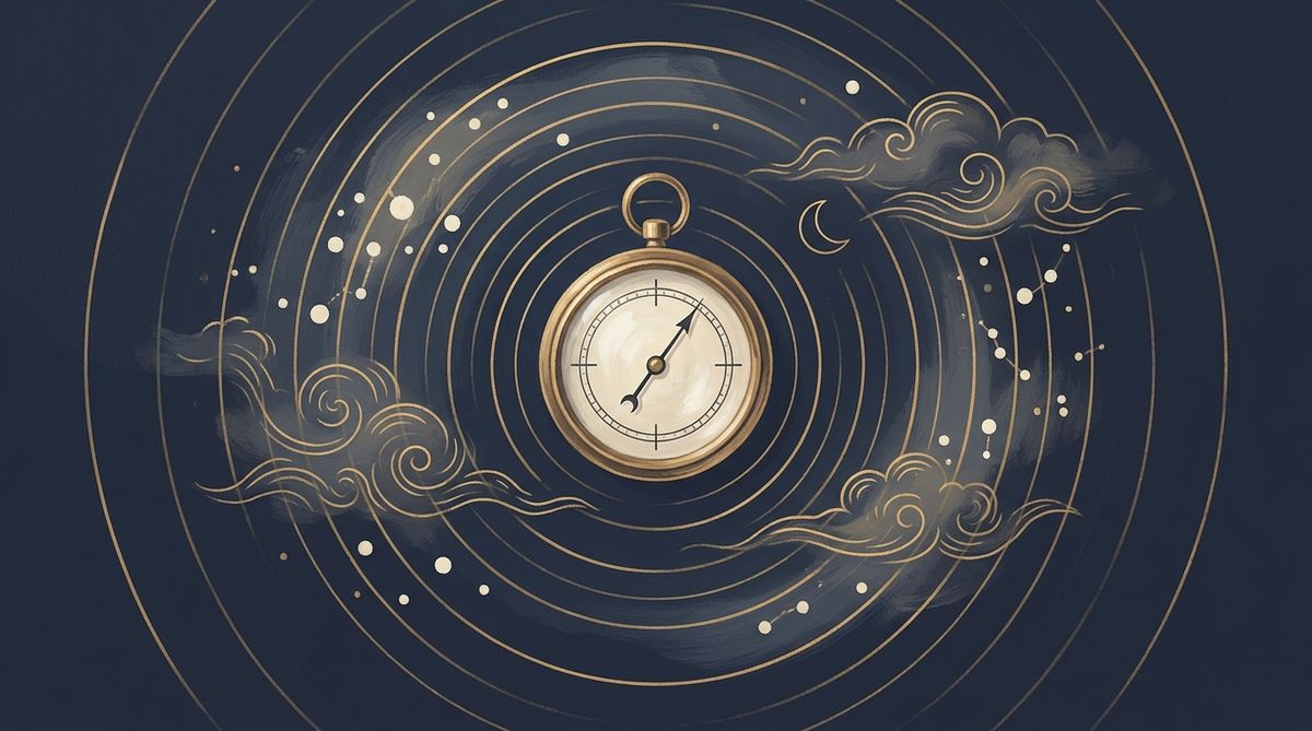 Illustration av barometer och väderfronter som utlöser migrän — lufttrycksförändring visualiserad